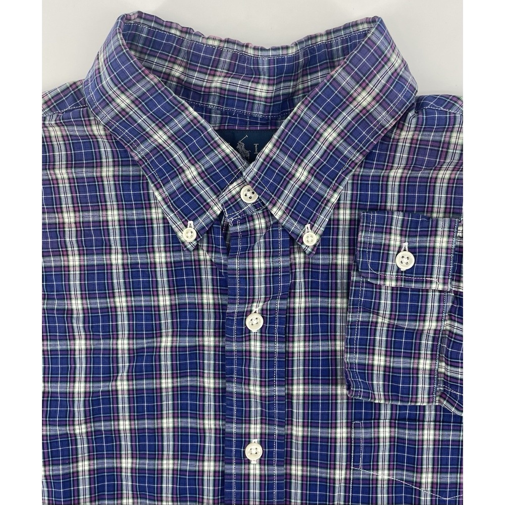 Ralph Lauren Button Down Mens XL Blue Plaid Custom Fit Shirt Preppy Office